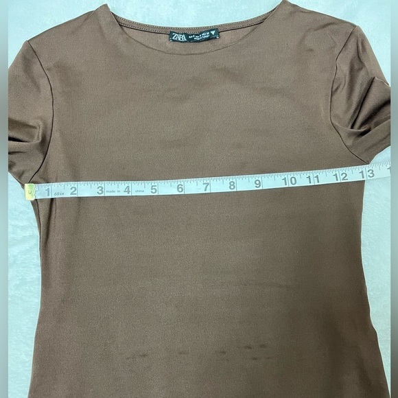 Zara Women’s Long Sleeve Round Neckline Pullover Bodysuit Brown Size Small - Picture 7 of 9